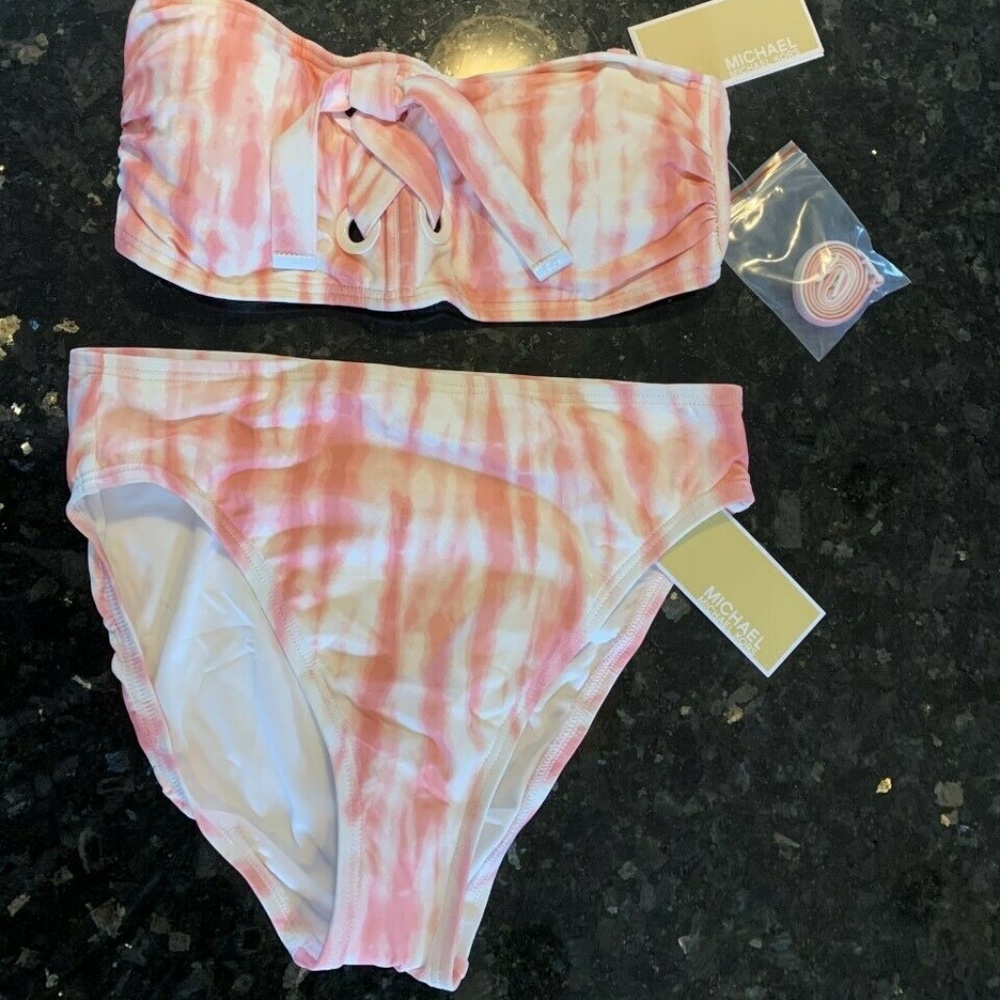 MICHAEL Michael Kors Pink Tie-Dye Lace-Up Bikini Swimsuit Size XS~NWT $128